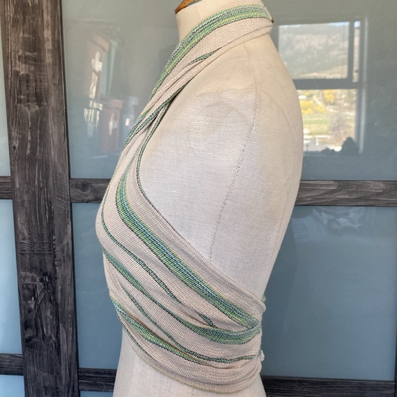 Zara “The Beth Top” in striped woven cotton with halter neck. Elastic at back. S - Picture 4 of 15